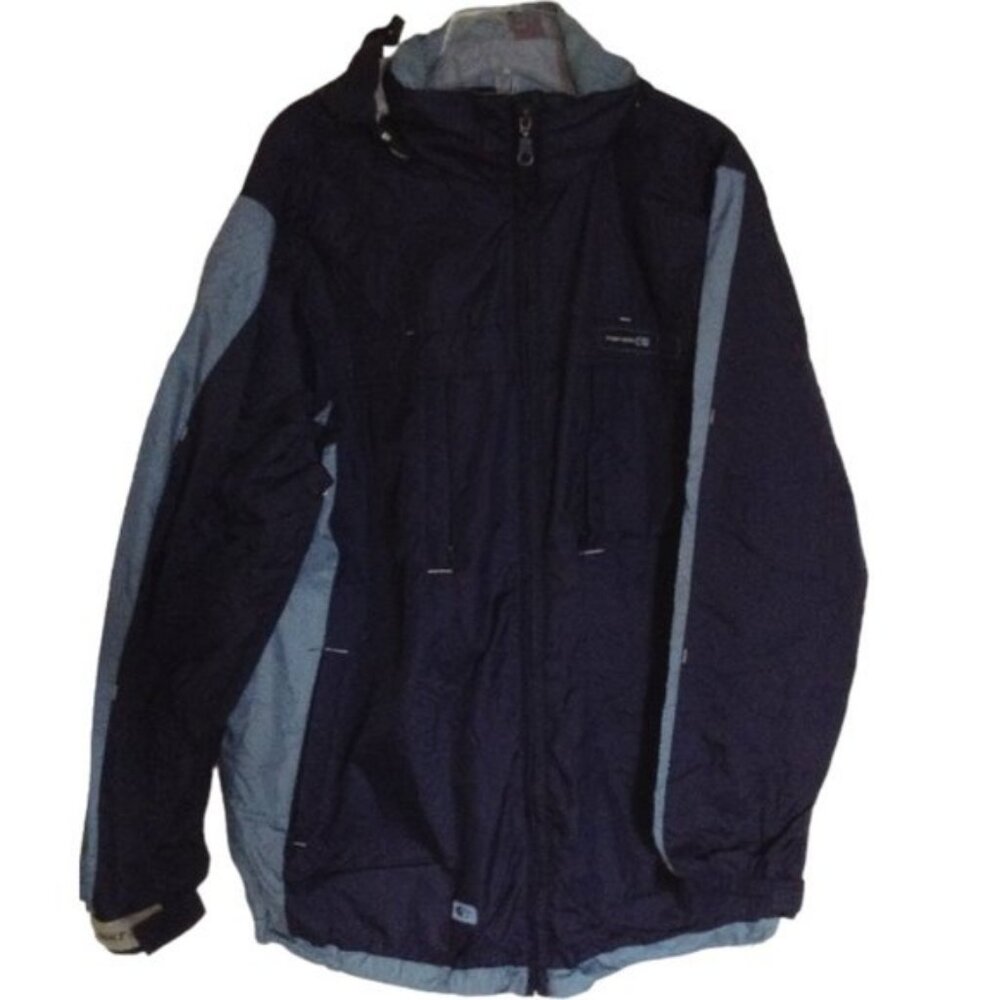 Point Zero men's blue hooded zip up windbreaker jacket size M
